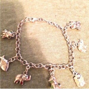 Vintage Silver Charm Bracelet,
with 7 Animal Charms